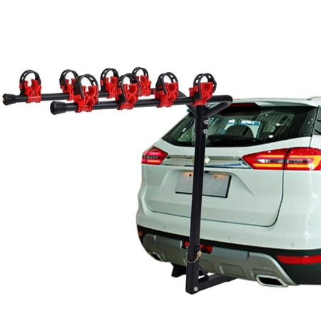 Ktaxon 4 Bike Hitch Mounted Hatchback Bike Rack - Vertical Bicycle Carrier Holder for Car, Truck, SUV, Black and