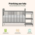 thumbnail image 3 of Dream On Me Anna 3-in-1 Convertible Crib and Changing Table Steel Gray Changing Pad Included, Converts from Baby Crib to Toddler Bed, Day Bed and Kids Sofa, Three Adjustable Mattress Height Positions, 3 of 12