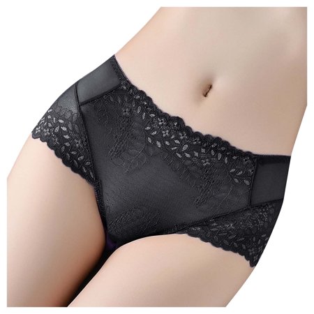 

YUEHAO Womens Underwear Lace Panties Women Panties High Waist Plus Size Female Sexy Underwear Butt Lift Lingerie Seamless Briefs Underpants Breech (Black)