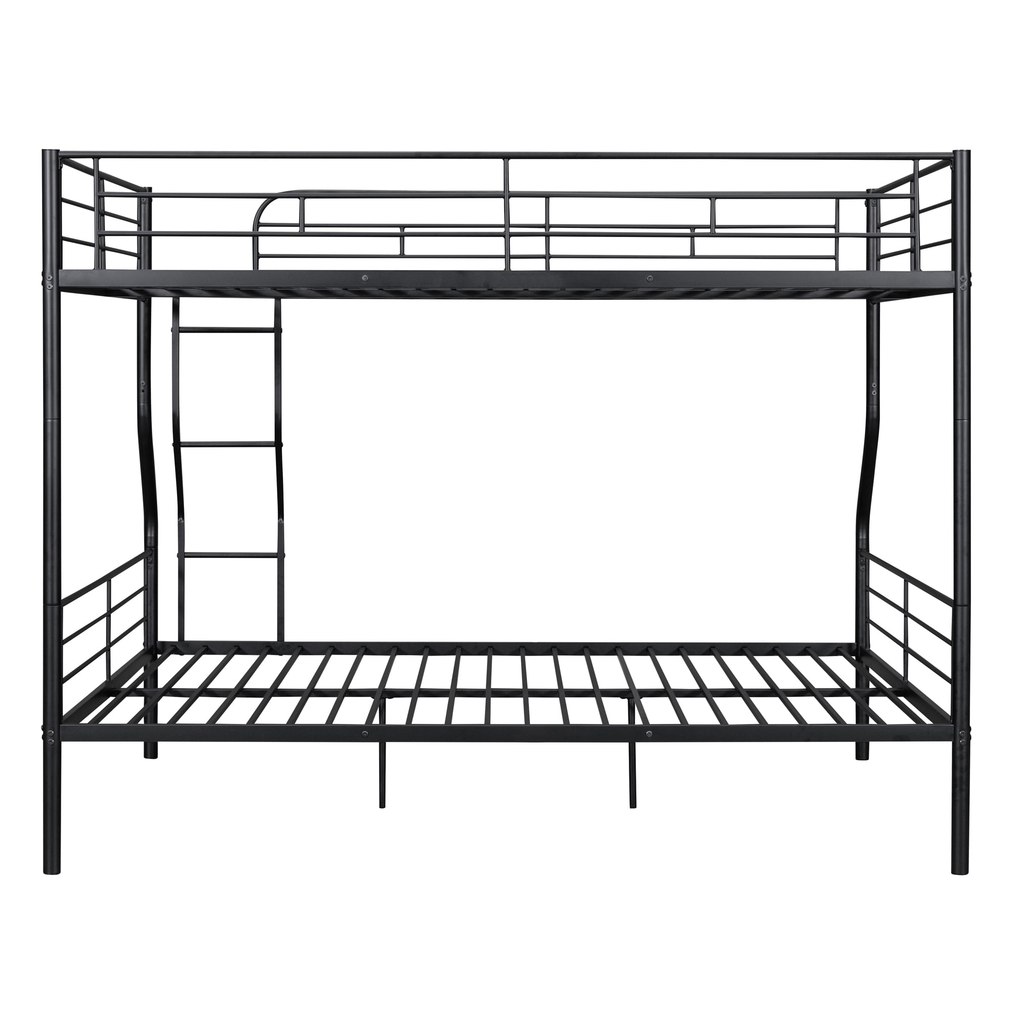 Full XL Over Queen Bunk Beds for Adults,Heavy-Duty Metal Bunk Bed Frame with Non-Slip Ladder and Safety Full-Length Guardrails for Kids Teens Adults,Space-Saving,Black