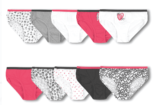 Just Essentials Girls Back to School 5 Pack Cotton Hearts Print Hipster Briefs 