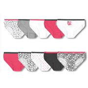 Hanes Girls Underwear, 10 Pack Tagless Hipster Heart Panties Sizes 4 - 14