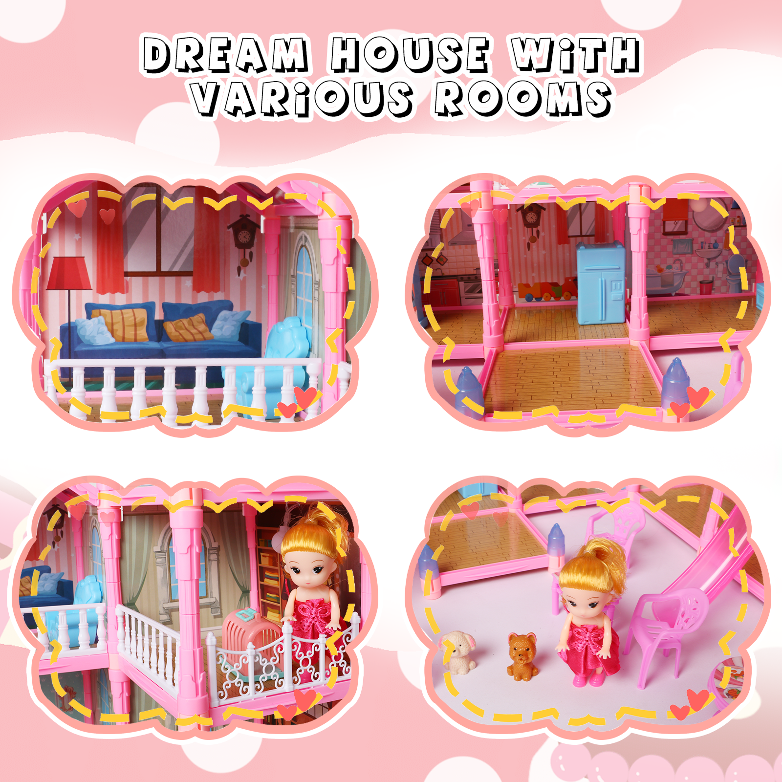 Carsky Rooms Pink DIY Dollhouse Building Playset with Lights photo 6