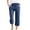 Blue, variant on Women's 3/4 Casual Cotton Linen Pants,Relax Fit Elastic Waist Straight Leg Comfy Solid Color Lounge Long Trouser