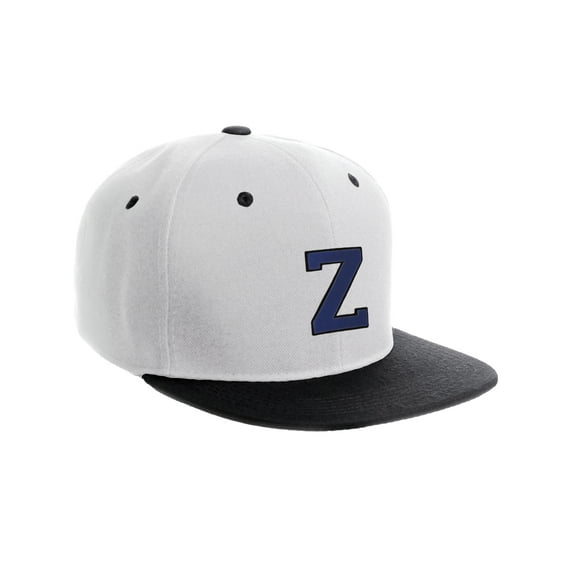 Classic Snapback Hat Custom A to Z Initial Letters, White Black Hat Black Royal Letter Initial Z