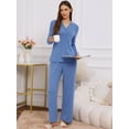 thumbnail image 3 of DARING DIVA Women's Button Down Knit Pajamas Sets S Blue, 3 of 8