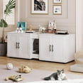 thumbnail image 2 of QinaQin Wooden Concealed Litter Box Furniture, 55-Inch Large Litter Cabinet, Can Accommodate 2 Cats, Double Cat House Design, Suitable for Living Room, 2 of 8