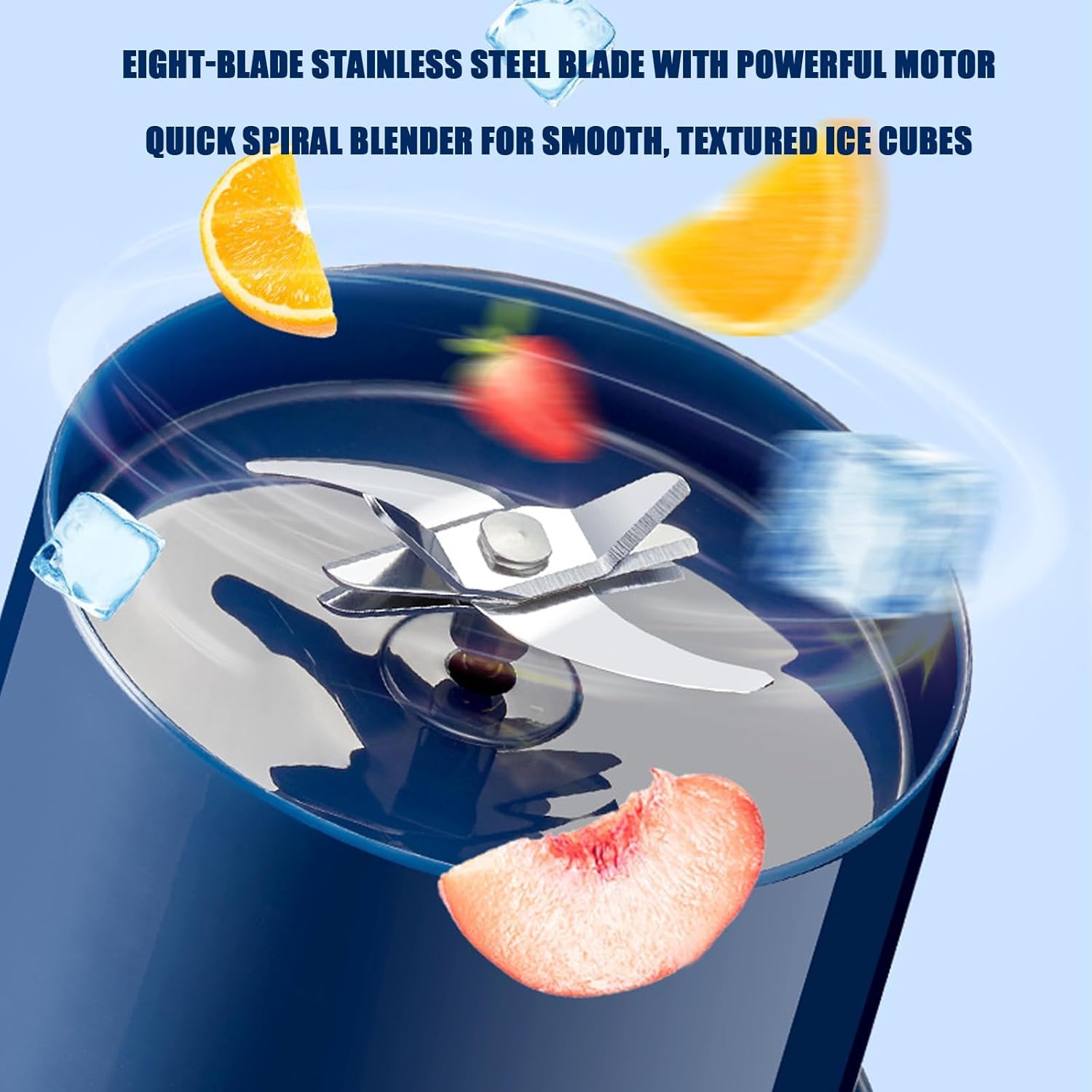 2025 New USB(Type-C) Rechargeable Hand Blender—Directly Squeezed, Wireless Portable Electric Blender, No Filter Required, One Cup with Double Lid, for Home, Office (Blue-1Pc)