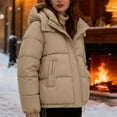 thumbnail image 4 of Women's Puffer Jacket, 2025 New Style Lightweight Quilted Down Coat with Zip Front, Warm Winter Outerwear for Women, Packable Travel Puffer Coat with Hood, Casual Cropped Insulated Jacket Khaki M, 4 of 6