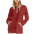 thumbnail image 2 of Tunic Tops for Women Loose Fit Dressy Women's Solid Color Sweatshirt Women's Half Zip Pocket Hooded Sweatshirt Without, 2 of 9