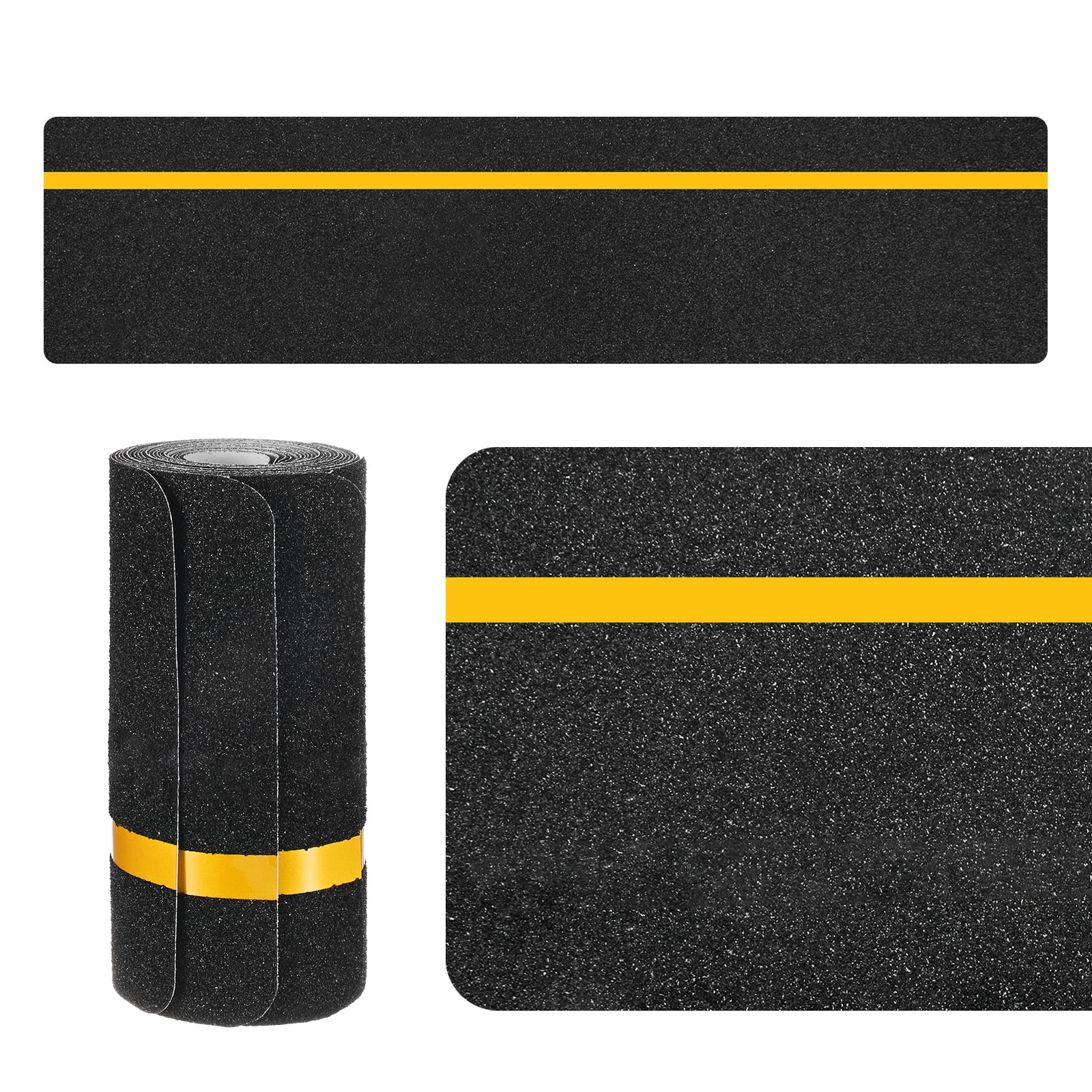 Uxcell 5-Pack Anti Slip Traction Tape 24 Inch X 6 Inch Best Grip Tape Grit with 12mm Glow in Dark Stripe Outdoor Non-Skid Tape for Stairs Step Black+Yellow