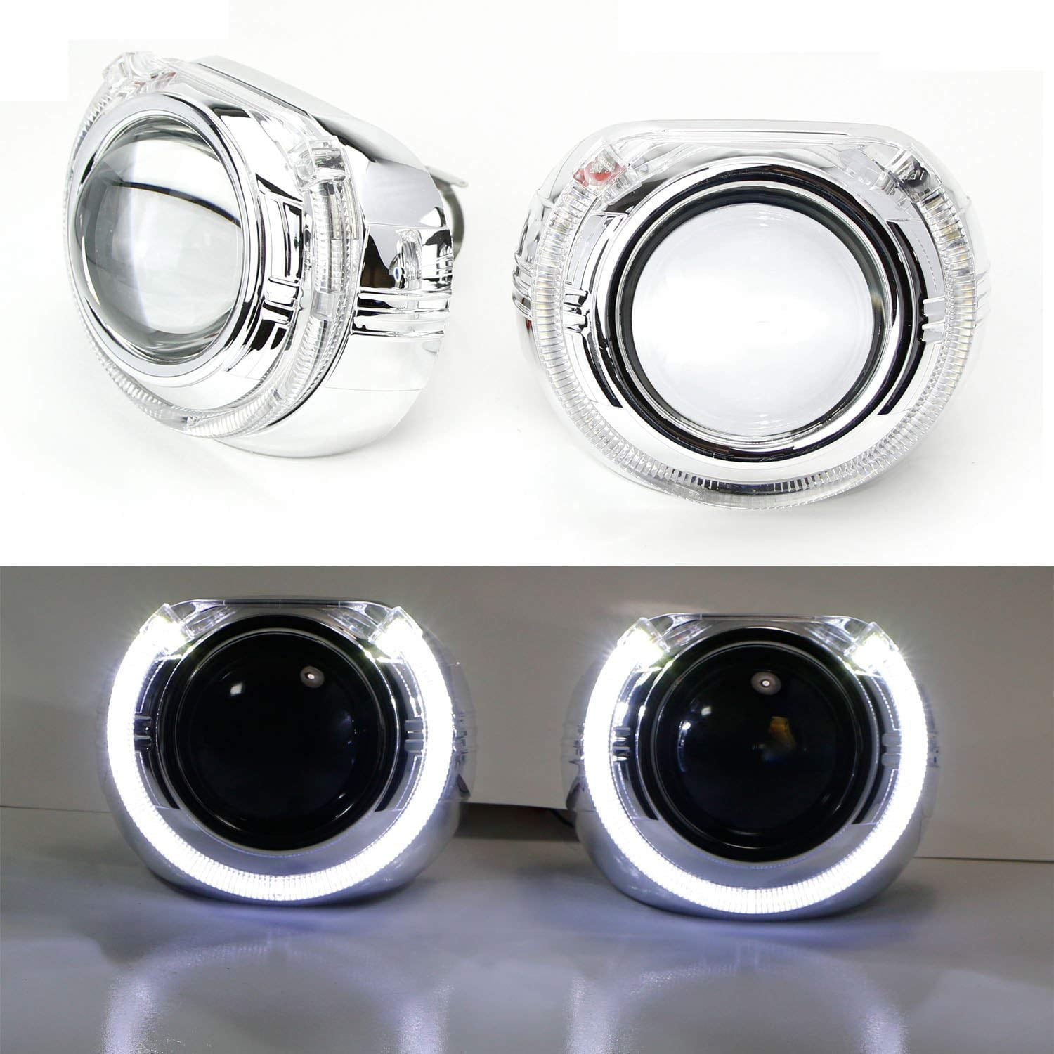 2 3.0-Inch H1 Bi-Xenon Headlamp Projector Lens Compatible With Headlights Retrofit iJDMTOY Custom Headlamps Conversion 
