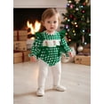 thumbnail image 6 of Miaouyo Infant Baby Girl Christmas Fall Jumpsuit 0 3 6 12 18 24 Months Plaid Print Tree Embroidery Long Sleeve Round Neck Bow Romper, 6 of 9