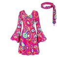 thumbnail image 2 of 70s Disco Fancy Dress Outfits for Women, 60s 70s 80s 90s Hippie Costume Disco Dress, Groovy Disco Dress, Retro Disco Outfit, Halloween Floral Party Dresses Trendy Vacation,Hot PinkL, 2 of 9