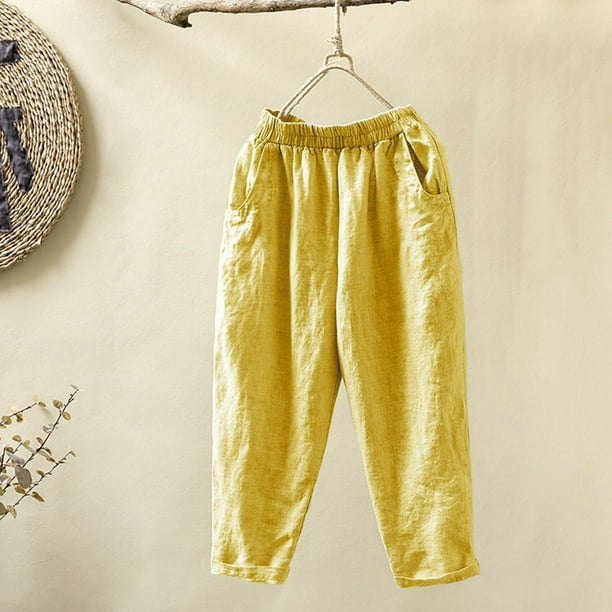 WILLBEST Pantalones Casuales para Mujer con Bolsillos, Elásticos, Transpirables, de Cintura Suelta, para Mayor Comodidad y Estilo. Grande