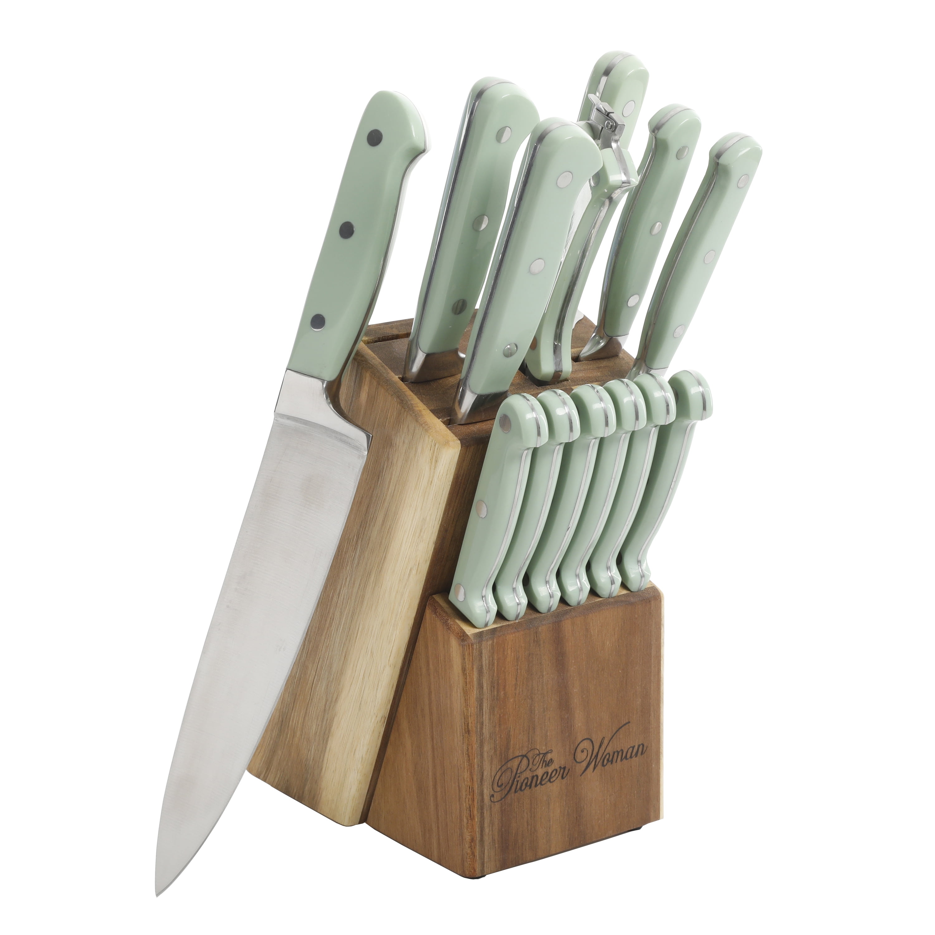 The Pioneer Woman Vintage Floral 14-Piece Cutlery Set with Wood Block 