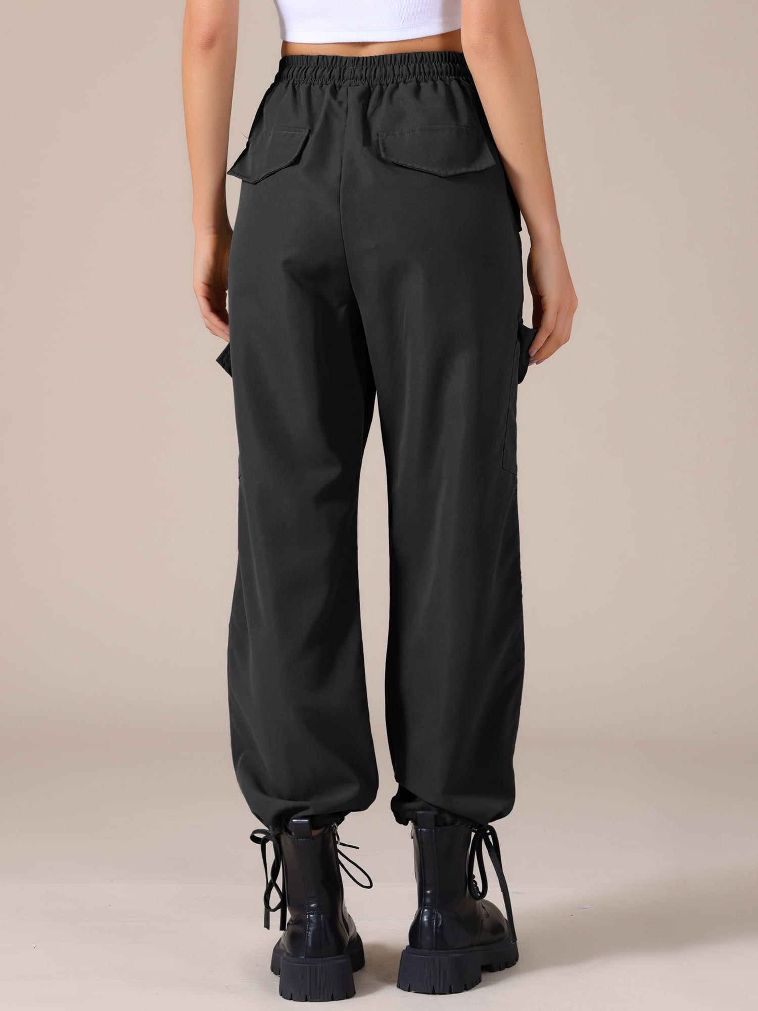 DARING DIVA Women's Cargo Pants with Pockets Casual Trousers Large Black