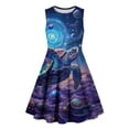 thumbnail image 5 of SGFCWSX Girls Sleeveless Dress A-Line Floral Print Crew Neck Summer Party Dresses for Kids Multicolor Size 9-10 Years, 5 of 6