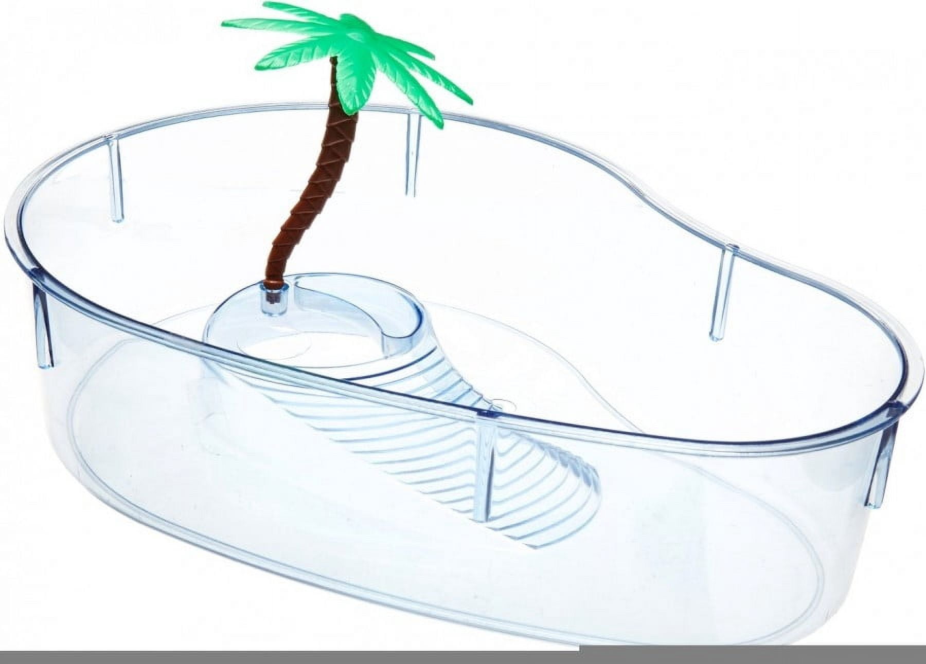 Lees Kidney Shaped Turtle Lagoon with Access Ramp to Feeding Bowl and Palm Tree Decor - 20135