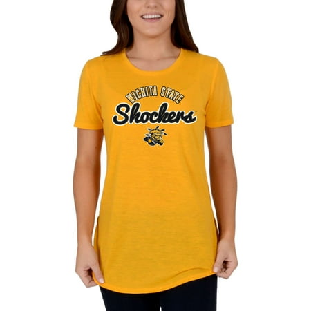 - Women's Gold Wichita State Shockers Faux Stitch V-Neck T-Shirt