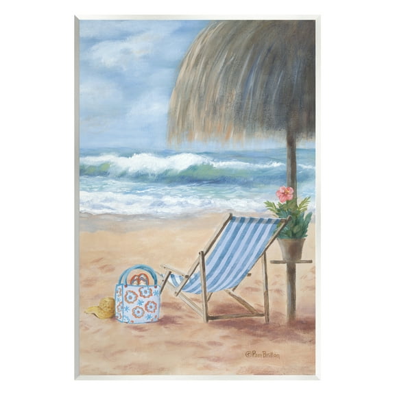 Stupell Beach Chair Tropical Relaxing Vacation Landscape Painting Wall Plaque Unframed Art Print Wall Art
