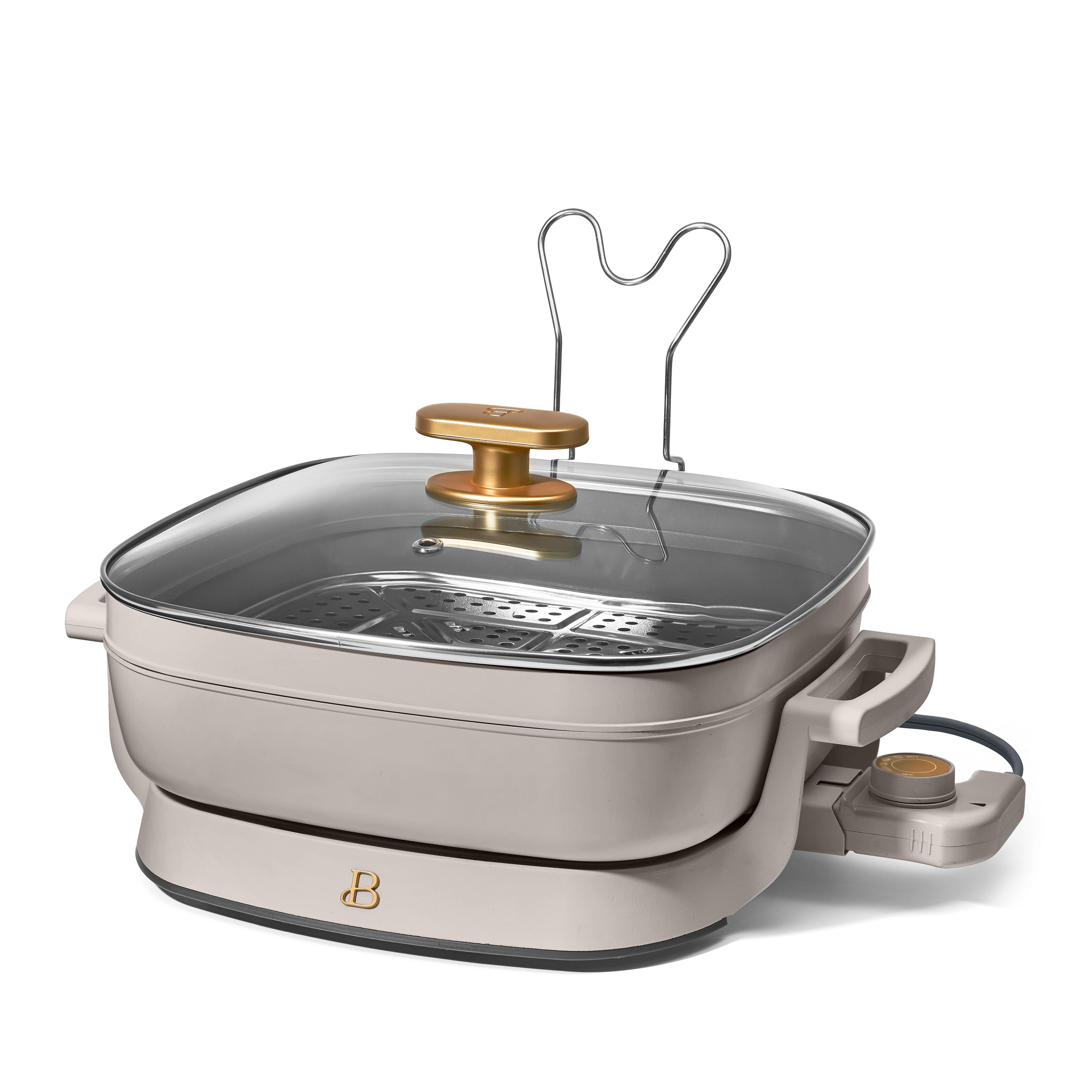 Beautiful 5 in 1 Electric Skillet - Expandable up to 7 Qt, Porcini Taupe by Drew Barrymore