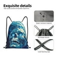 thumbnail image 4 of Sikiie Abstract Blue Skull Drawstring Backpack Drawstring Bags, Draw String Back Bag for Sports, Gym, Travel, Swimming, Beach-Small, 4 of 6