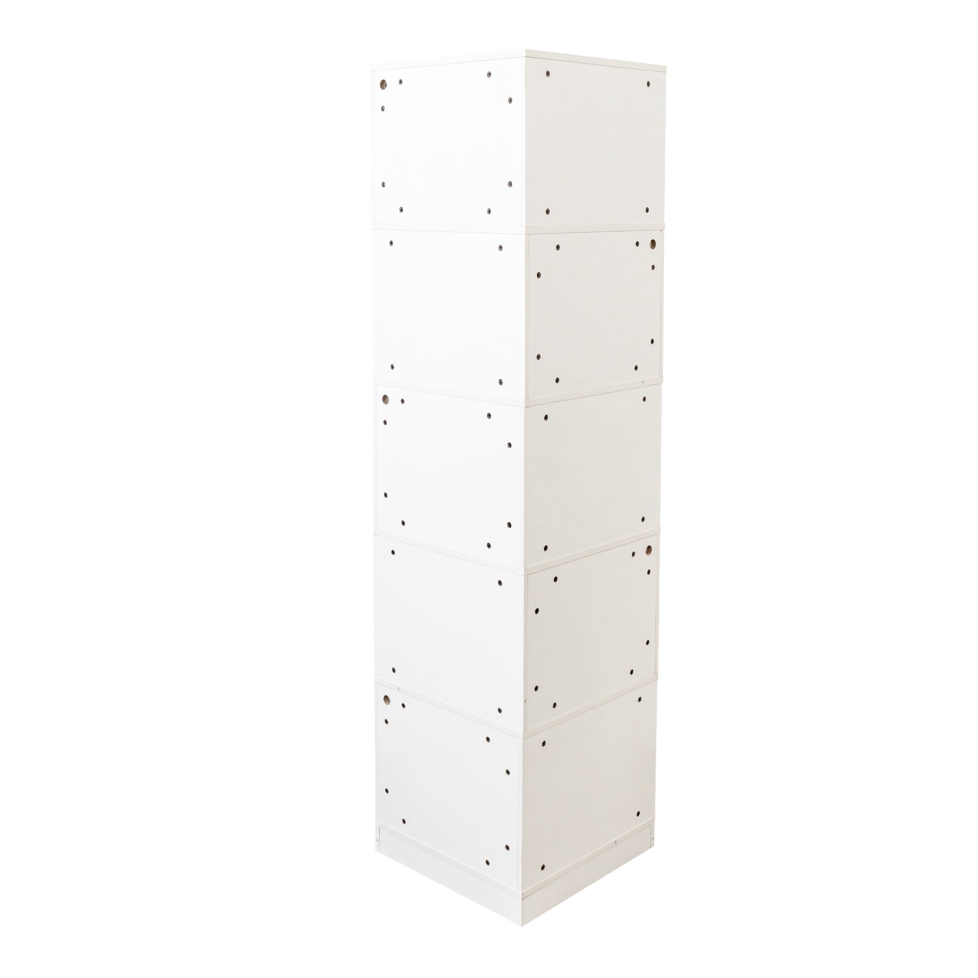 Mintazer 69" 5 Tier Corner Bookshelf with Baffle, Freestanding L Shaped Storage Shelf with LED Lights for Home Office Living Room Bedroom Kitchen, White