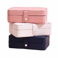 thumbnail image 5 of Ladies' portable small jewelry box (black), girls' double-layer display storage box, can store earrings, rings, necklaces, leather travel jewelry box, 5 of 5