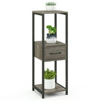 Demifill 3 Tier Tall Metal Plant Stand with Drawer for Balcony Office, Plant Stand for Outdoor as Yard, Gray