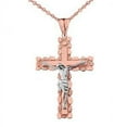 thumbnail image 2 of CRUCIFIX NUGGET CROSS PENDANT NECKLACE IN TWO-TONE ROSE GOLD :  14K  Pendant with 20" chain, 2 of 2