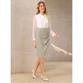 thumbnail image 3 of DARING DIVA Women's Ruched Bodycon Midi Pencil Skirt XL Beige Grey, 3 of 7