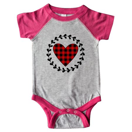 

Inktastic Valentines Day Buffalo Plaid Heart Gift Baby Girl Bodysuit