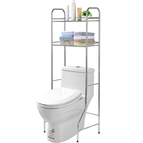 2-Tier Bathroom Space Saver Over The Toilet Storage Rack Shelf Stainless Steel - SortWise