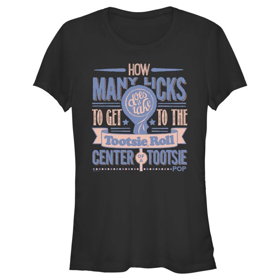 Junior's Tootsie Pop How Many Licks Does It Take  Graphic Tee Black Small