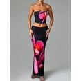 thumbnail image 2 of Women 2 Piece Outfits Floral Print Tube Tops and Elastic Long Skirt Set Crop Vest Summer Clothes Streetwear for Vacation, 2 of 6