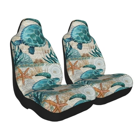 Uemuo Watercolor Sea Turtle Pattern Car Seat Covers for Front Seats Waterproof Seat Covers for Cars Universal Auto Front Seats Protector Fits for Car-2 PCS