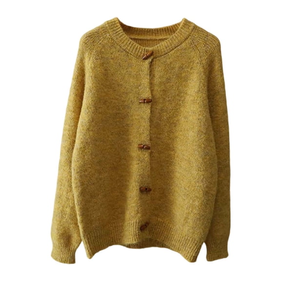 Sweater Cardigan Women Knit Button Light Yellow Sweaters for Women Cozy Cardigans Fall Vacation Clothes Going Out Tops for Women
