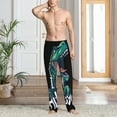 thumbnail image 5 of Uemuo Hungry Tyrannosaurus Pattern Men's Wide Leg Palazzo Lounge Pants with Pockets Light Weight Loose Comfy Casual Pajama Pants-Small, 5 of 9