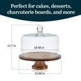 thumbnail image 4 of Libbey Acacia Wood Cake Stand with Lid, Footed Cake Stand With Cover, Durable Ball Top Handle Glass Dessert Dome, 4 of 7