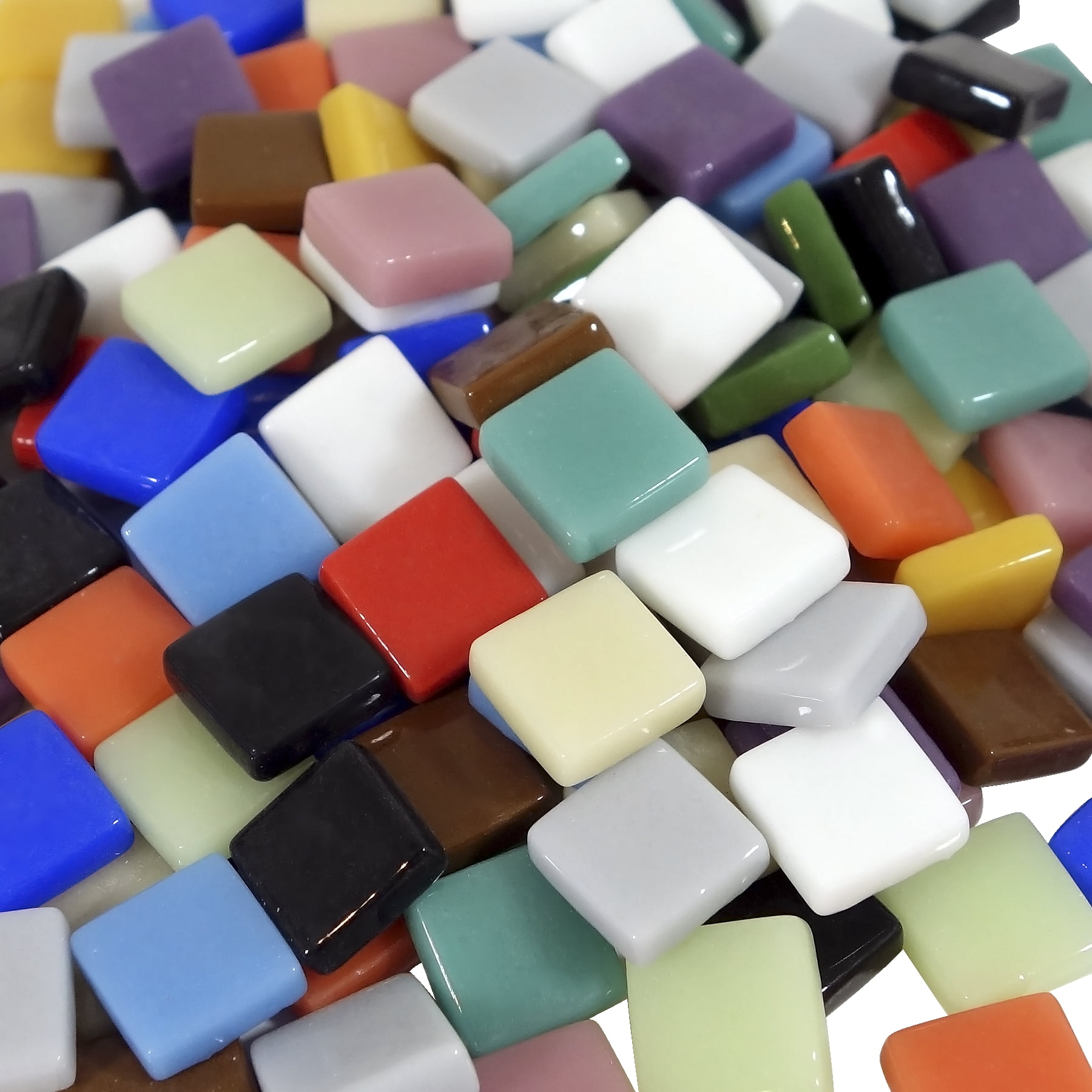 Jennifer's Mosaics Square Glass Mosaic Tiles, 3/8 Inch, Assorted Colors, 3 Pounds
