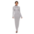 thumbnail image 2 of TopLLC Longues Robe à Manches à Col Rond pour Femme Décontractée Couleur Col Montant Manches Longues Extensible Ajustée Longue Robe Haut pour Femme en Liquidation, 2 of 6