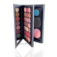 thumbnail image 1 of Paleta de maquillaje de sombra de ojos magnética vacía con forma de libro de doble capa con espejo y 20 pegatinas adhesivas Cubierta de estrellas plateadas Se adapta a sartenes estándar y profundas, 1 of 5