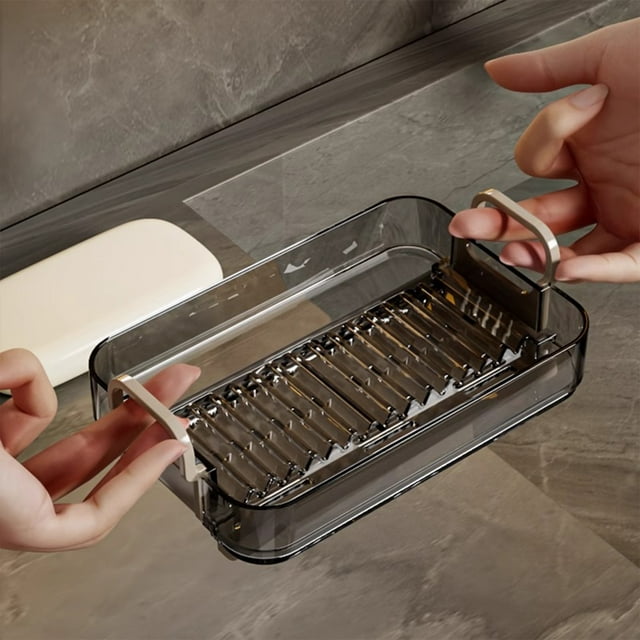 Porte-Savon Inclinable, Support à Savon Facile à Nettoyer, Design de Drainage, Gain de Place, Style Moderne, pour Évier de Salle de Bain/douche/cuisine, Empêche les Résidus de Savon, Organisateur de Douche, Cuisine Akmoler