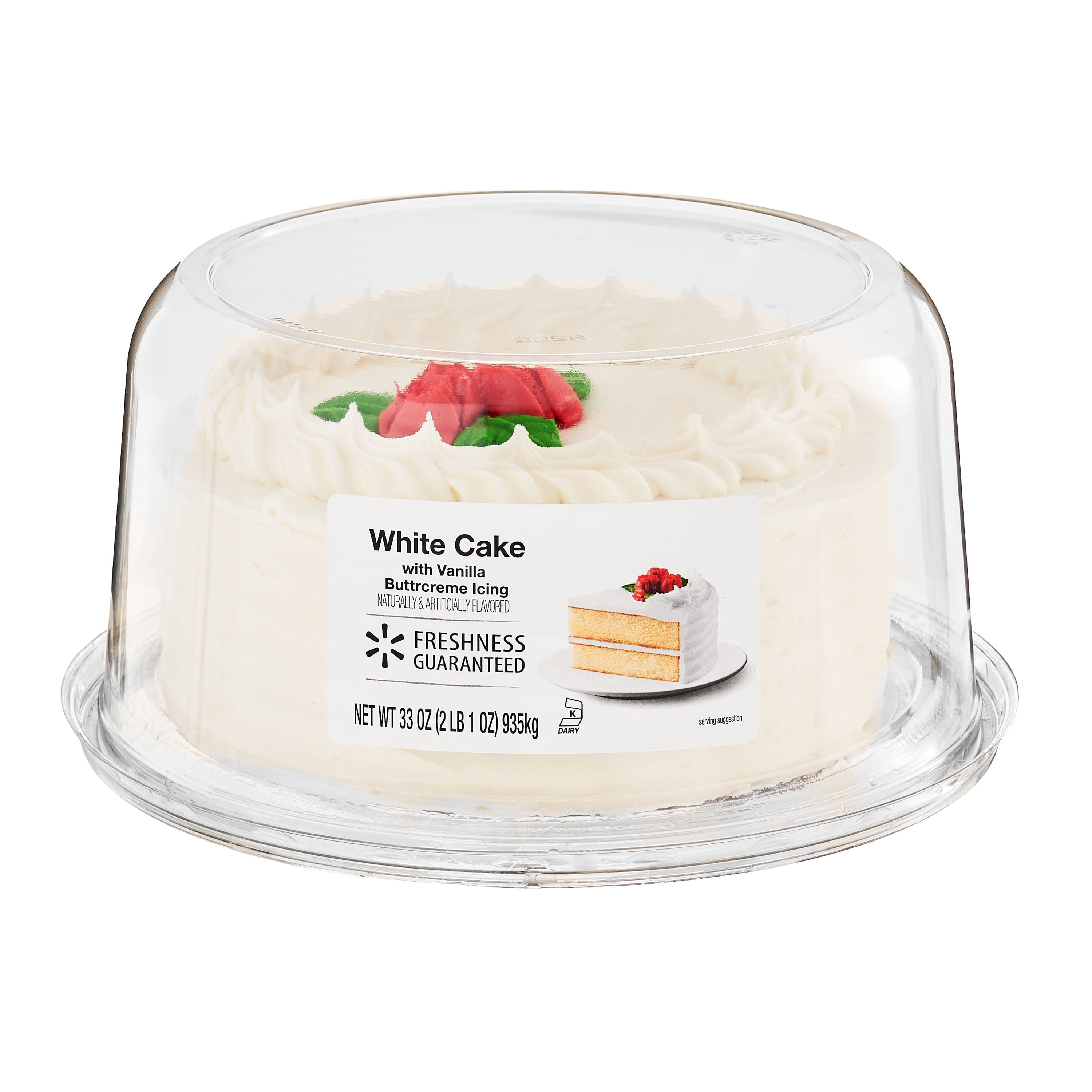 Freshness Guaranteed 7" Vanilla Cake with Red Rosettes, 33 oz Regular Tray - Walmart.com