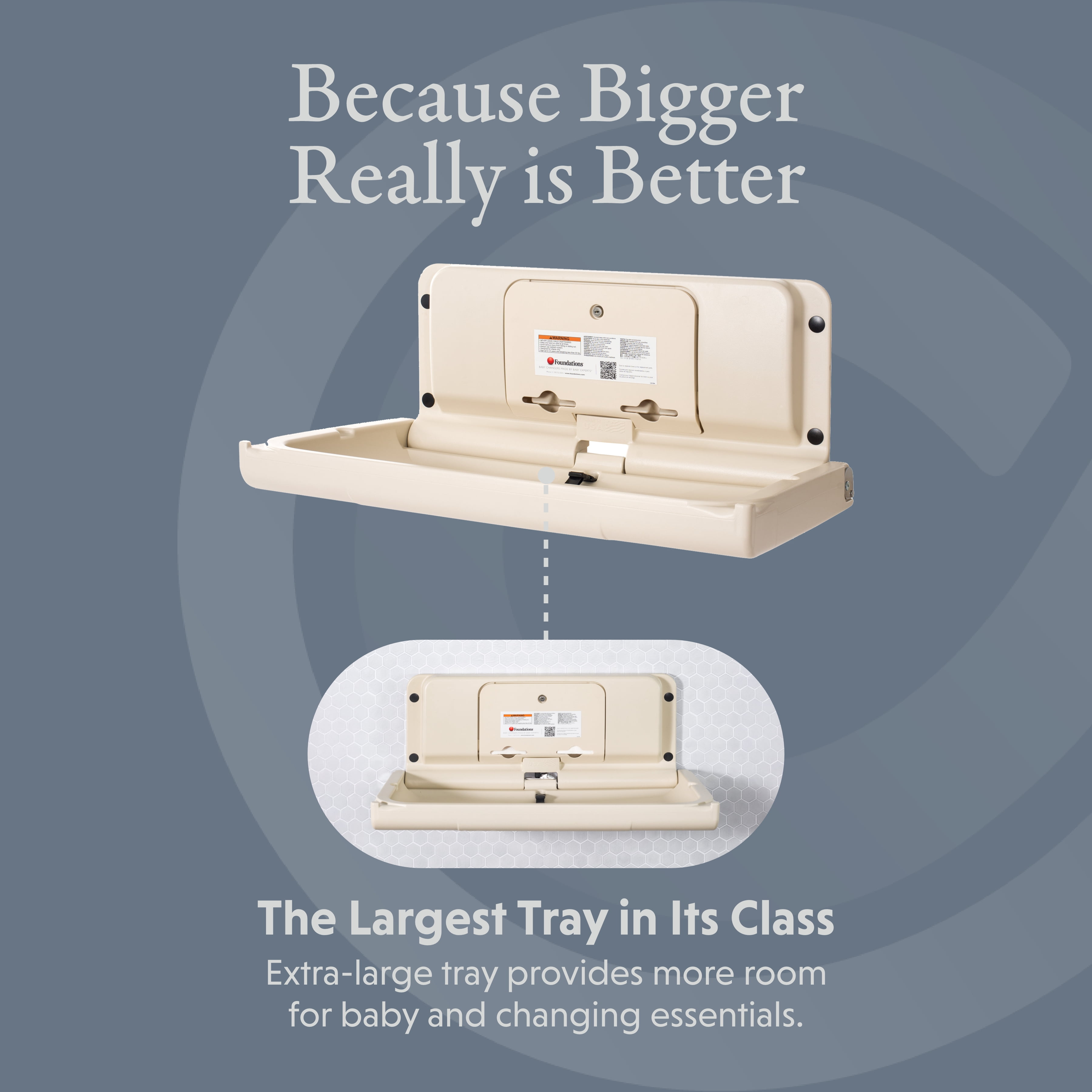 Foundations Ultra Horizontal Baby Changing Station, EZ Mount Backer Plate Included, Off-White (200-EH-08)