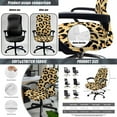 thumbnail image 4 of ZIATUBLES Leopard Print Chair Cover Set for Home Office, 5 PCS Stretchable Slipcovers with Armrest Covers, PU Leather Tissue Box Cover and Multi-Functional Remote Control Holder, S, 4 of 7
