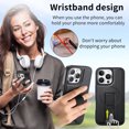 thumbnail image 6 of Dteck Magnetic Detachable Wallet Case for iPhone 16 Pro,Luxury Leather Card Slots Wallet Case Compatible with MagSafe Stand Wristband Design Cover for iPhone 16 Pro,Black, 6 of 7