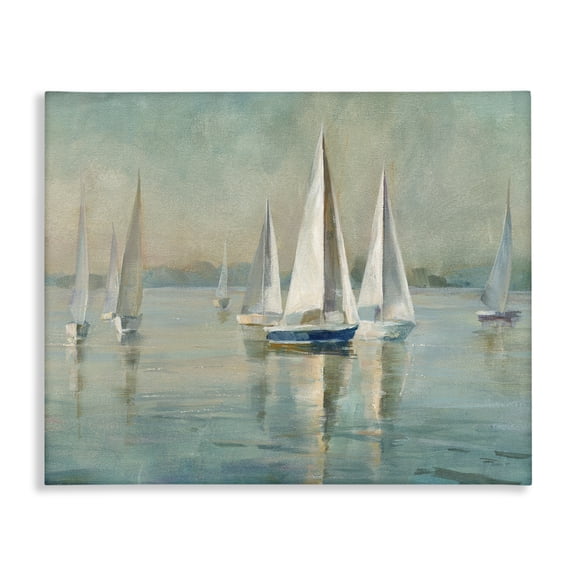 Stupell Industries Coastal Traditional Sailboats Relaxed Waters Canvas Art, 20 x 16, by Danhui Nai