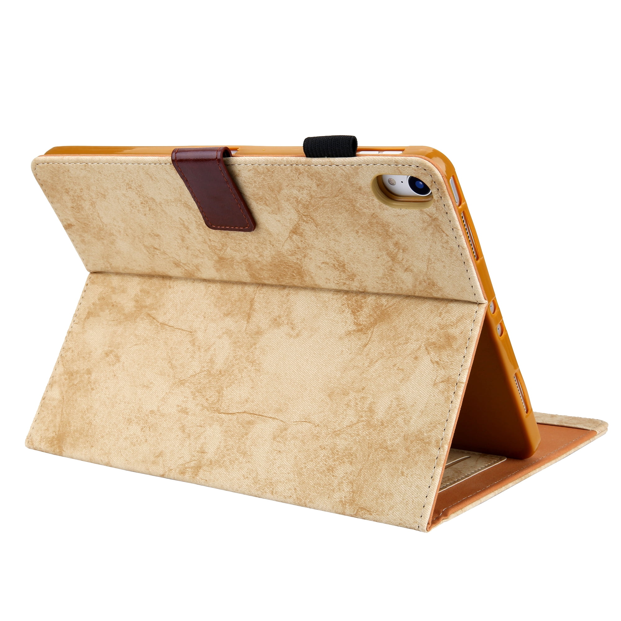 for iPad 10th Gen 10.9" (2022) Case, Retro Card Slot Cover with Pencil Holder, Multi-Angle Viewing Stand, Pocket Design, Folio Leather Case for Apple iPad 10th Gen 10.9" - Yellow